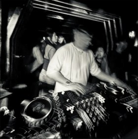 DJ booth in low light